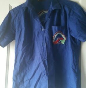 Margaritas Blue Embroider Blouse Sz M